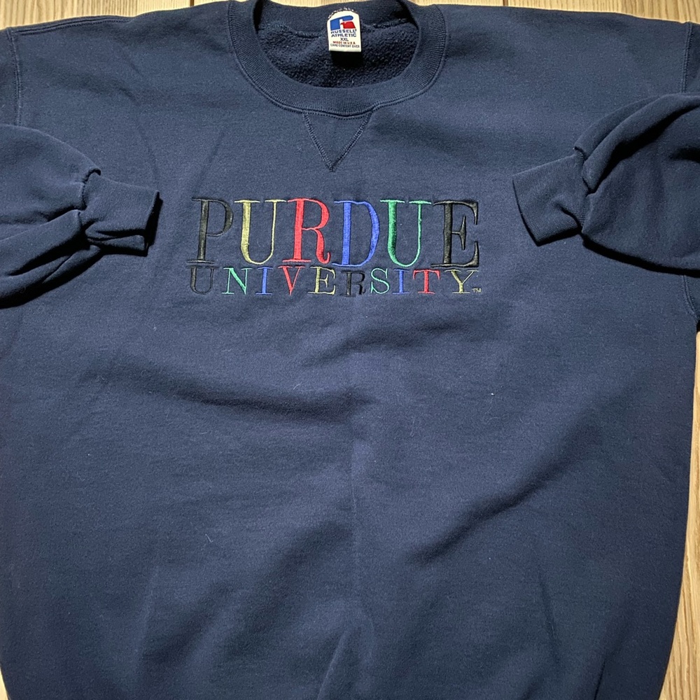 🛑SOLD🛑Vintage Purdue University Spellout Block Crewneck Sweater